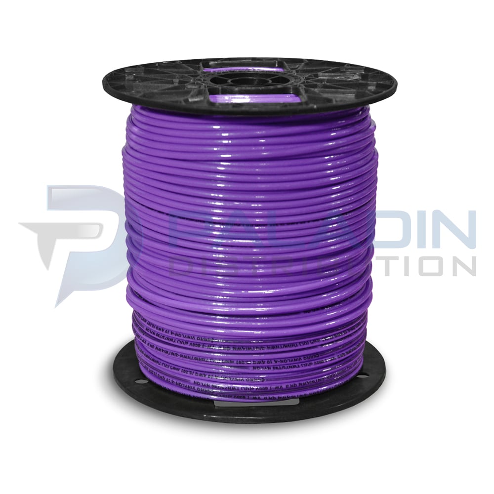 Paladin 10 AWG Gauge Insulated Copper Building Wire THHN / THWN-2 UL Listed  – 500′ FT Spool – #10 SOLID – Purple - Paladin Distribution